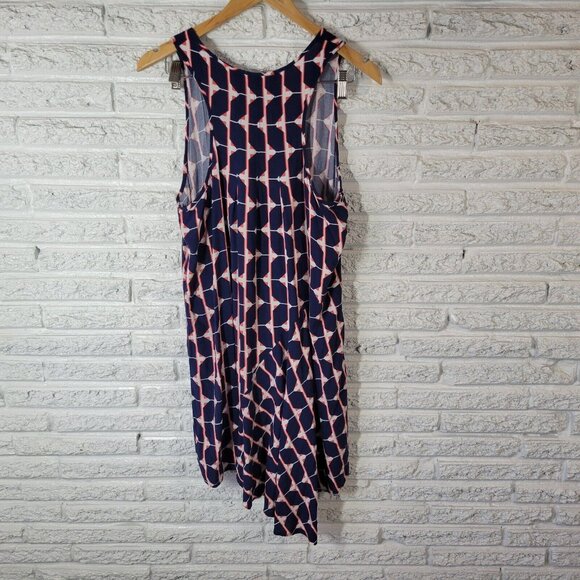 Stylus Womens Dress Extra Large Tank Mini Blue Red Geometric Rayon GEO19E - Picture 6 of 11